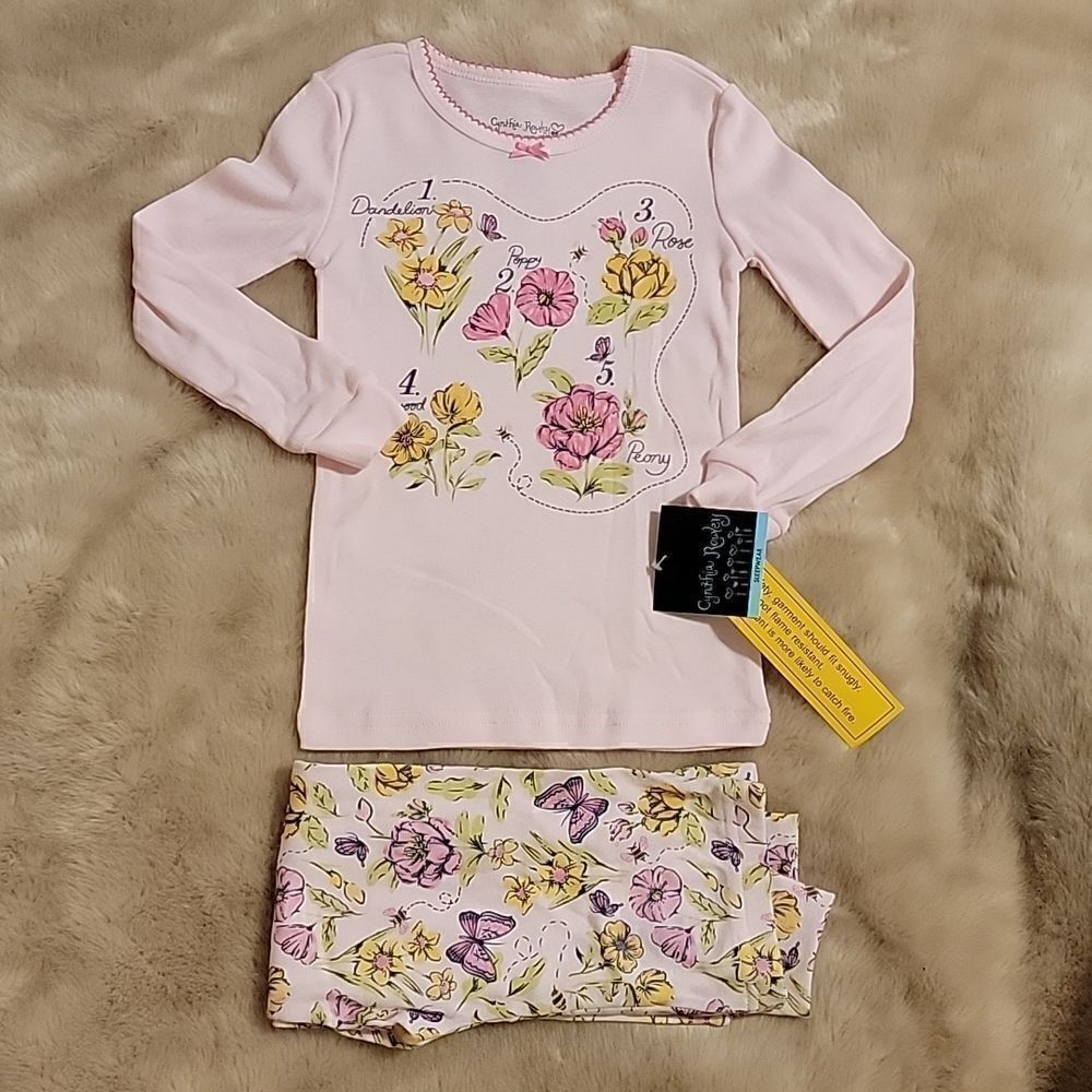 Cynthia ROWLEY 2-PIECE PINK FLORAL LONG-SLEEVE PAJAMAS, SIZE 4T